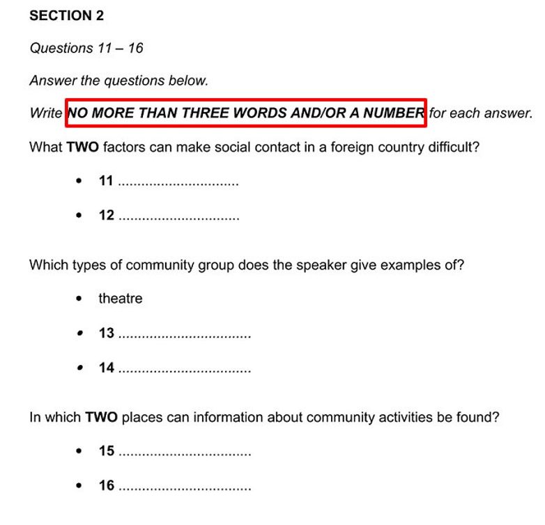 IELTS Listening example